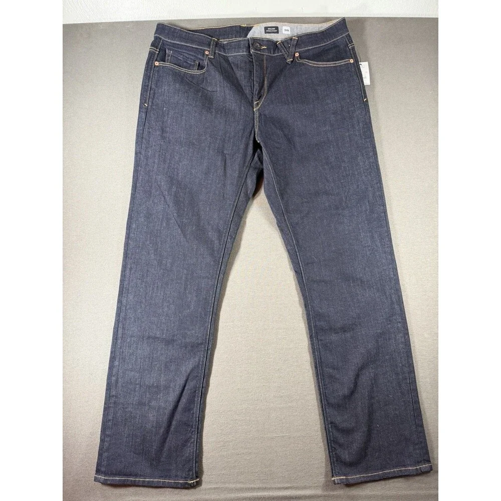 Volcom Solver Jeans Mens 38x32 Blue Dark Wash Modern Straight Stretch Denim NEW